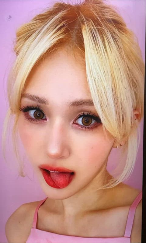 cumshot cum blonde asian korean facial tribute celebrity gif