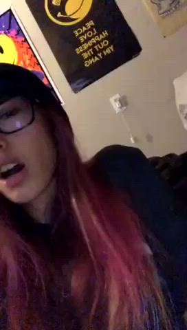 fingering gamer girl glasses masturbating pussy gif
