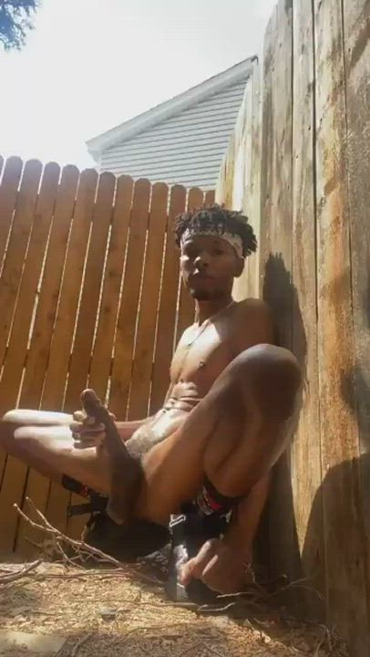 Big Dick Cumshot Outdoor gif