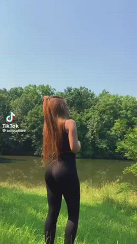 Big Ass Glasses Non-nude Outdoor Redhead Teen TikTok gif