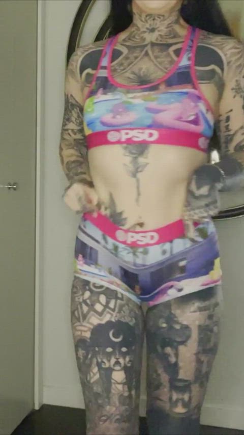 cute sfw tattoo underwear gif