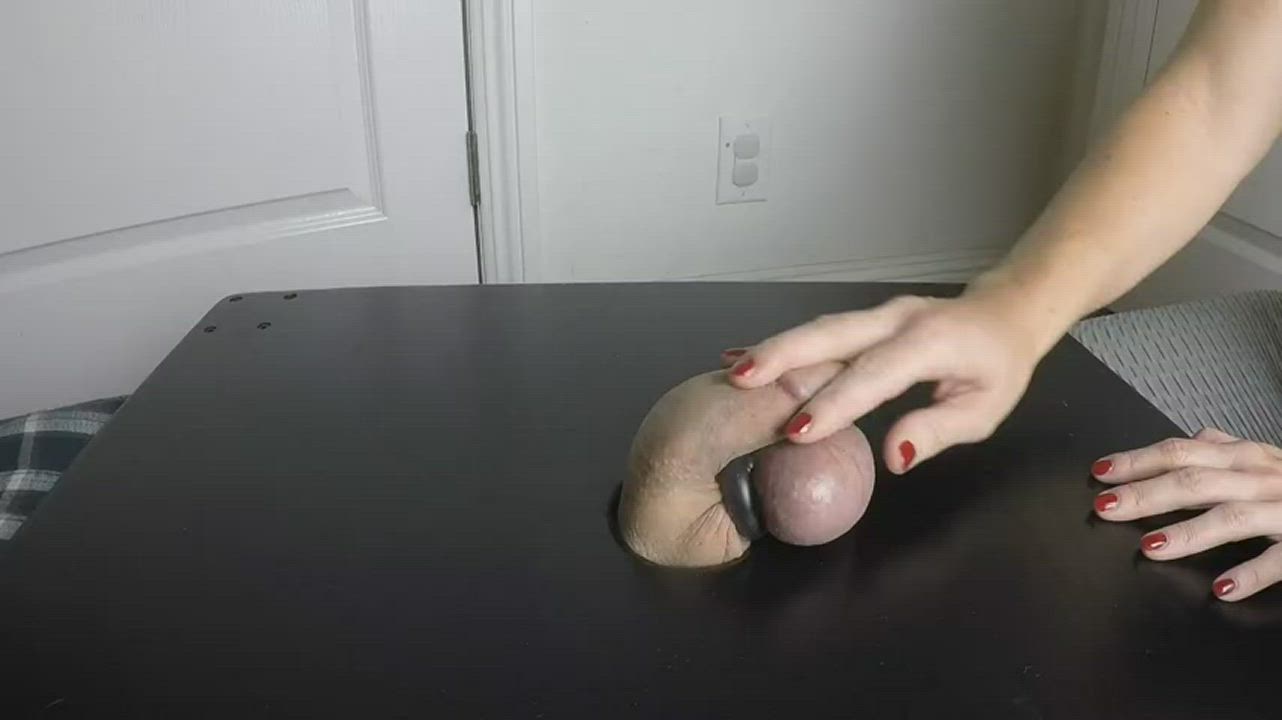 Edging Glory Table Hole Handjob Cumshot