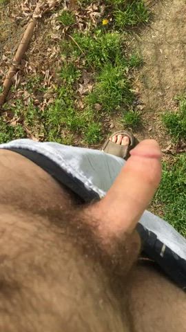A good morning piss this morning with my semi-hard morning wood.