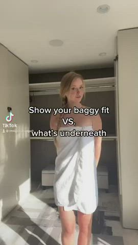 ass blonde tiktok tits towel gif