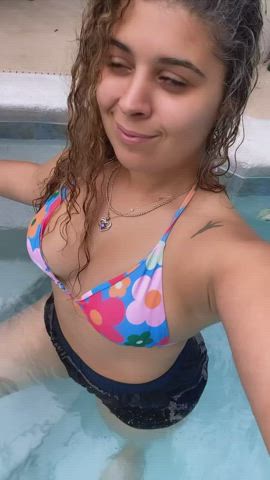 big tits bikini boobs booty gamer girl pool shaking thick tits gif