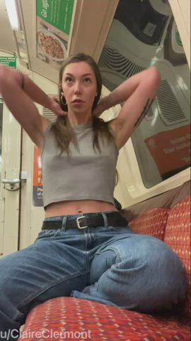 Getting my tits out on the subway [gif]