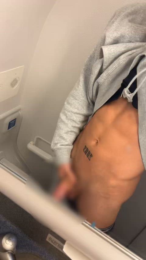 airplane male masturbation masturbating onlyfans public teen twink gif