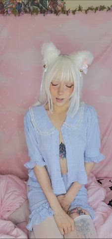 Blonde Cosplay Costume Cute Extra Small Pale Panties Petite Tease gif