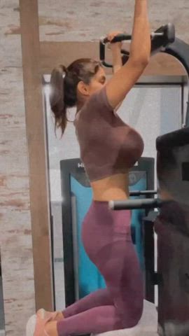 Working out at the gym, don’t mind my tits