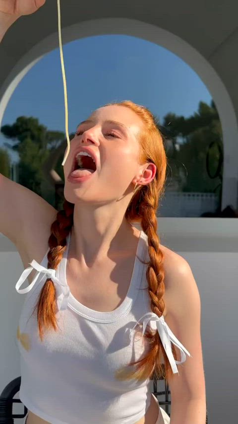 celebrity madelaine petsch redhead tank top gif