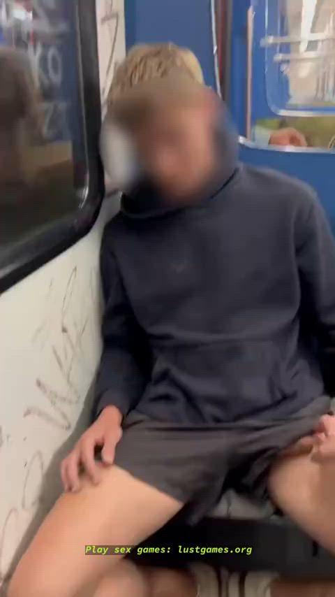 Twink explodes on train wigh help from stranger