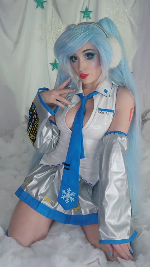 cosplay costume egirl fansly flashing hatsune miku onlyfans tease tiktok gif