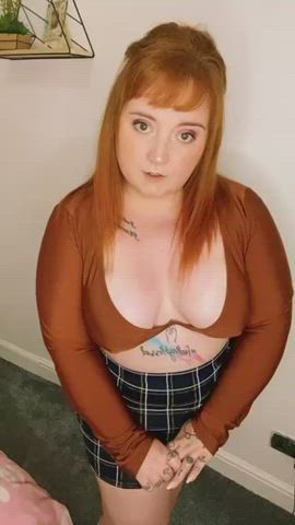 bbw cleavage redhead scottish skirt tiktok gif