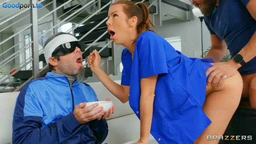 Nurse Alexis Fawx gets fucked hard by big dick unbeknownst to blind patient.