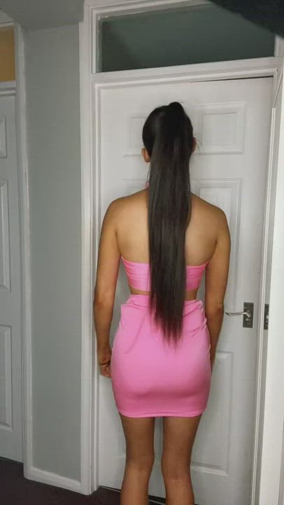 Babe Brunette Dress Pink Teen TikTok gif