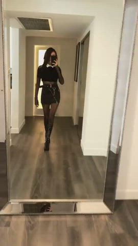 Boots Celebrity Dress Latex Legs Madison Beer gif