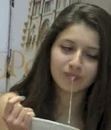 cum in mouth smile teen gif