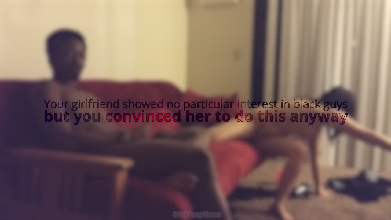 BBC Caption Cuckold Hotwife Interracial Sharing gif