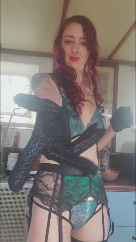 Latex Gloves Lingerie Teasing gif