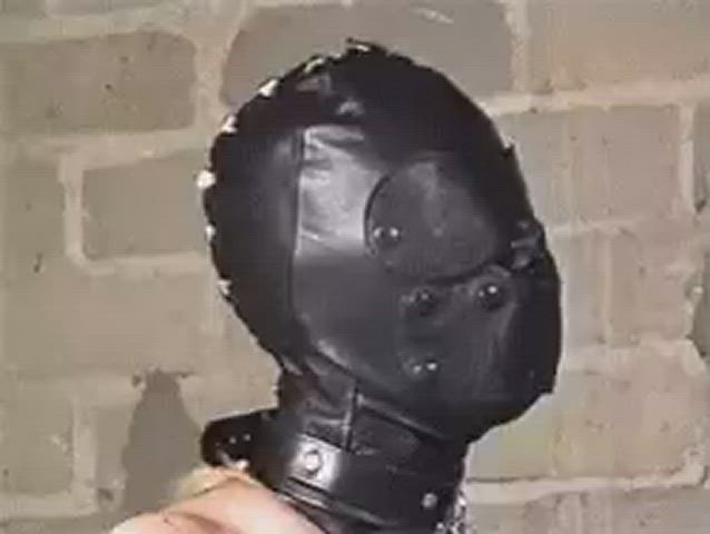 Bondage Gagged Leather Mask gif