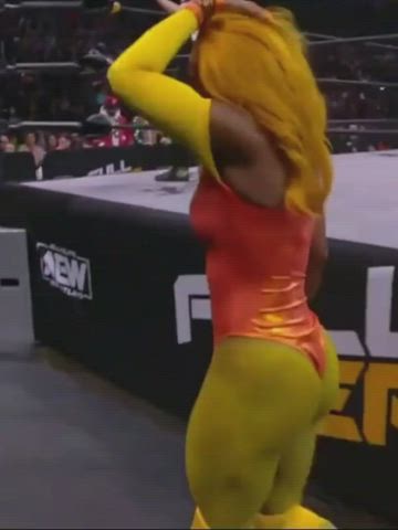 big ass booty cosplay ebony muscular girl thick wrestling gif