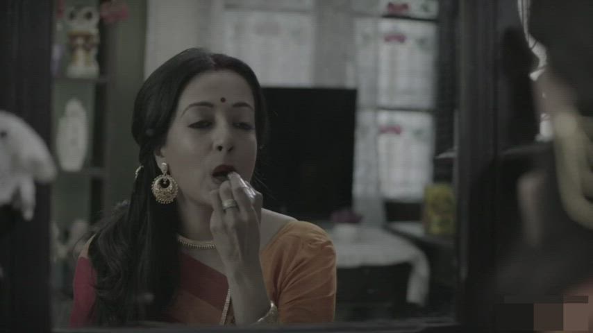 Bollywood Boobs Kissing MILF Saree gif