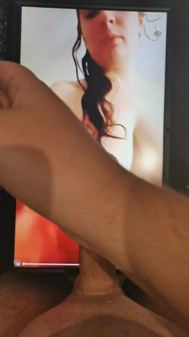 My cum on a big screen