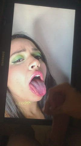 cumshot tongue fetish tribute gif