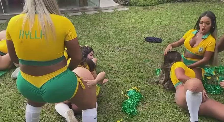 World cup gangbang party with 7 girls and two big cock boys!
