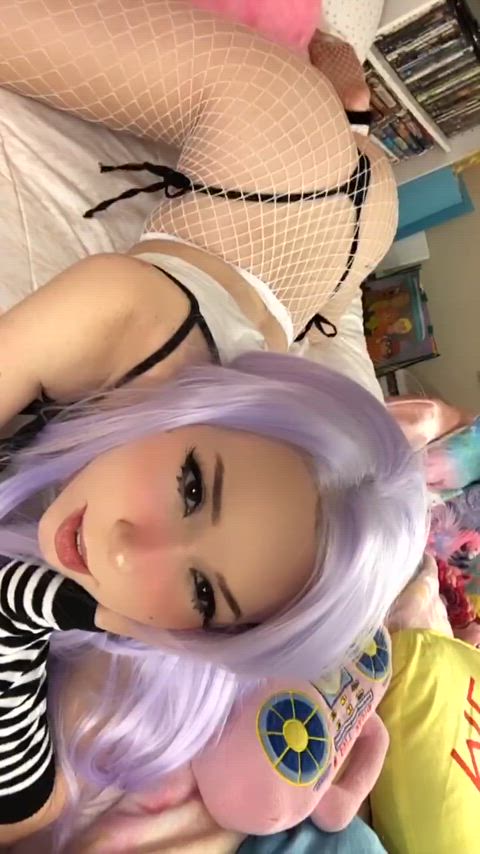 ahegao anime booty cute egirl fishnet onlyfans petite purple hair tongue fetish gif