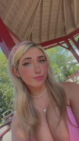 big tits bikini blonde clothed huge tits natural tits teen gif