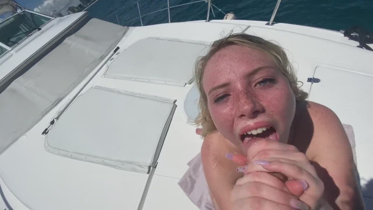 Blonde Cum In Mouth Cumshot Facial Freckles Teen gif