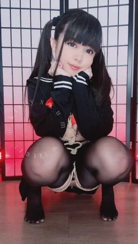 Bondage Clothed Pussy Spread Schoolgirl Spanking Stockings gif