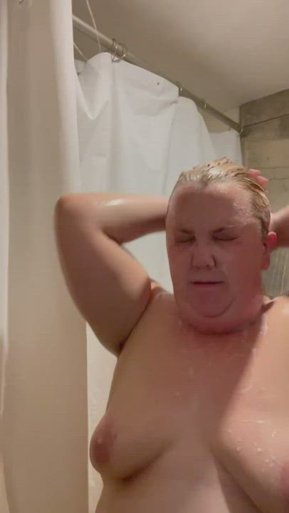 Amateur BBW Big Tits Boobs Cum On Tits OnlyFans Shower Soapy Taboo gif