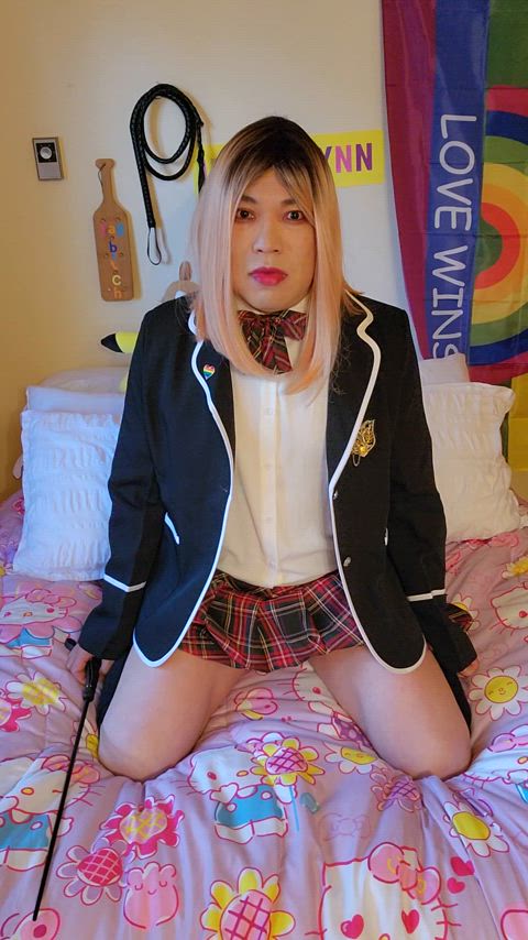 bdsm betaslave femboy sph schoolgirl sissy sissy slut slave whipped whipping gif