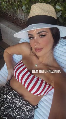 Bikini Boobs Brazilian Brunette Dani Facial Tease gif