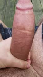 Risky outdoors edging cumshot