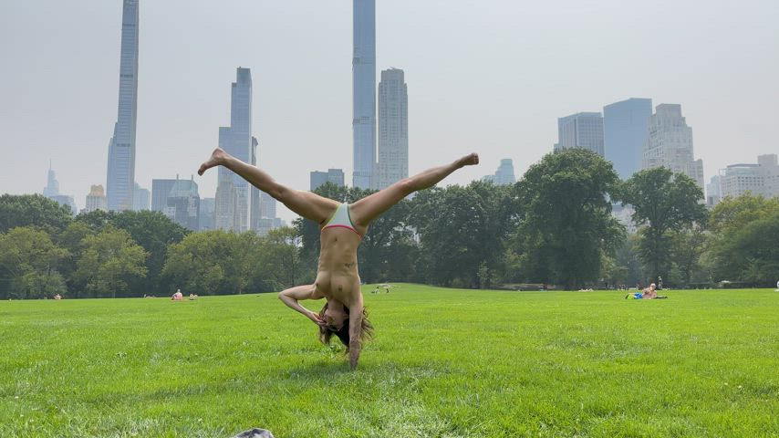 Stripping down in the middle of Central Park under Billionaire's Row