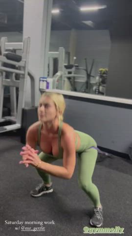 Blonde Cleavage Workout gif