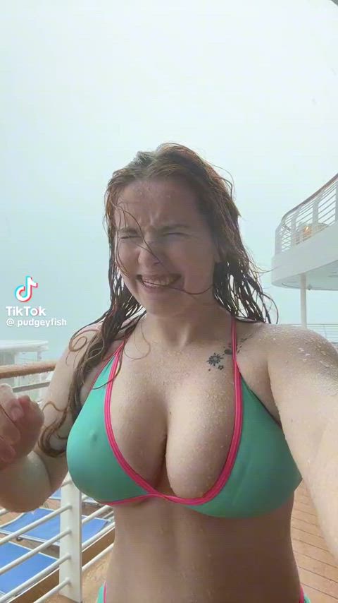 big tits bikini boobs natural tits redhead sideboob teen tiktok tits tik-tok gif