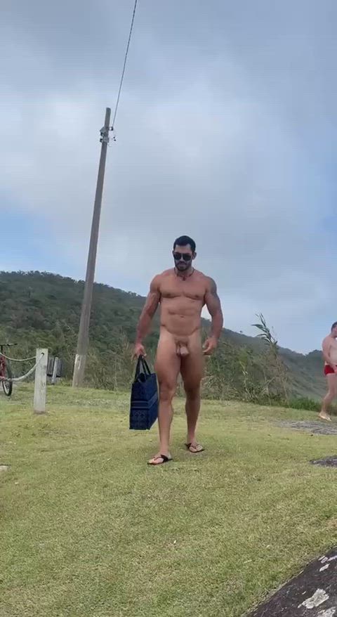 big dick exhibitionist gay hung outdoor gif