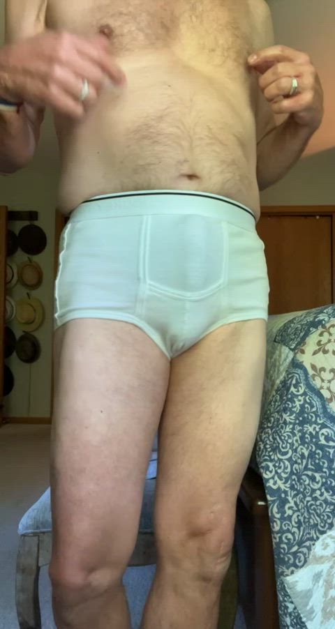 Daddy (58) stroking in his Whities