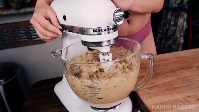 scooping cookie dough