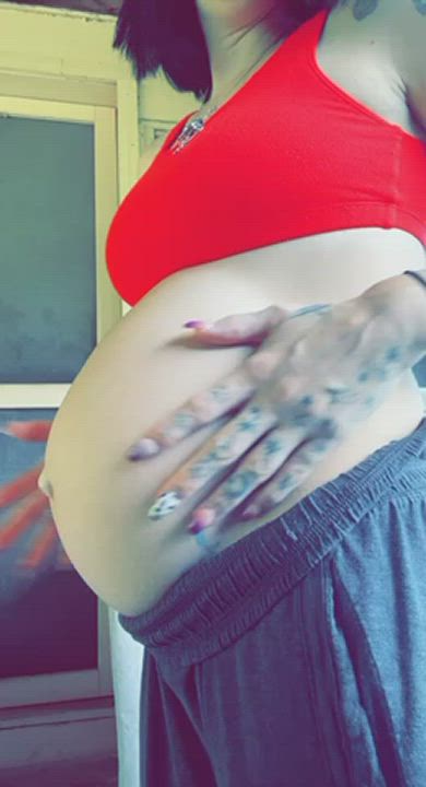 Belly Button Flashing Pregnant gif