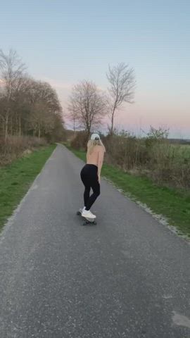 Blonde Public Topless gif