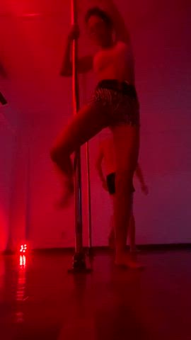 big tits model pole dance gif
