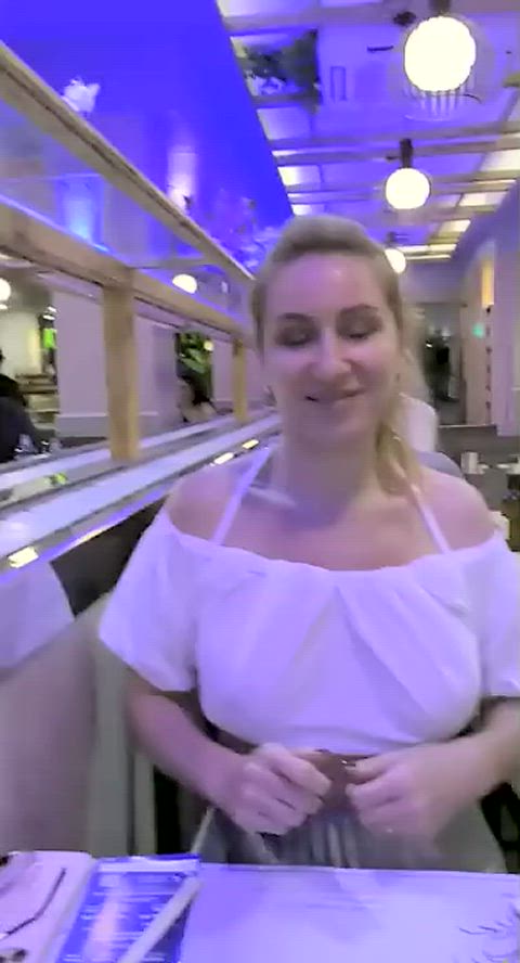 babe big tits blonde boobs flashing milf nsfw public solo tits gif