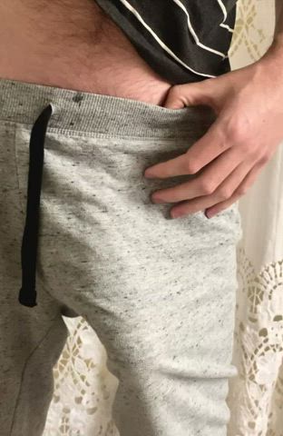 Who doesn’t love some cozy gray sweats? Especially when there’s a huge cock inside…