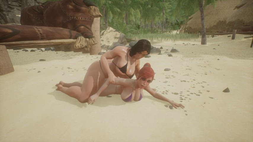 Animation Big Ass Big Tits Bikini Futanari Lesbians MILF Squirting gif