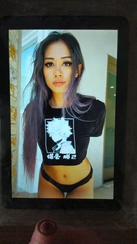 asian brunette celebrity cum cumshot facial gamer girl tribute gif